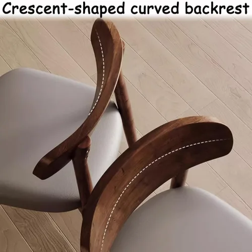 Miniatura 5 de YVYKFZD Solid Wood Dining Chairs, Armless Dining Room Chair Set, Leather Upholstered Kitchen Chairs, Comfy Side Chair with Curved Back, for