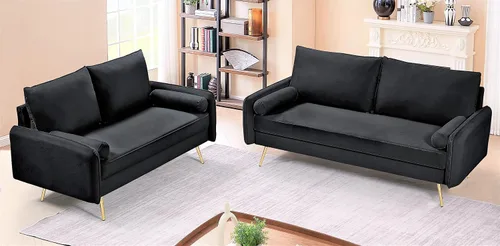 Miniatura 8 de Container Furniture Direct Kent - Sofá biplaza moderno, estilo europeo, de terciopelo, con patas cónicas, estilo vintage y diseño elegante, sofá
