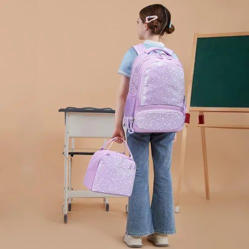 Miniatura 78 de Juego de mochila para niñas y adolescentes, mochila escolar para niños con bolsa para el almuerzo, estuche para lápices, mochilas escolares