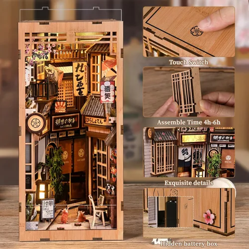 Miniatura 5 de Kit de rincón de libros, kit de casa de muñecas en miniatura, japonés para adultos y adolescentes, decoración de estantería de casa pequeña