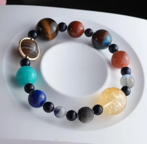 Miniatura 62 de Precious Gemstone Natural Crystal Healing Bracelet, Rutilated Quartz, Moonstone, Quartz Handmade Original Design Bracelet