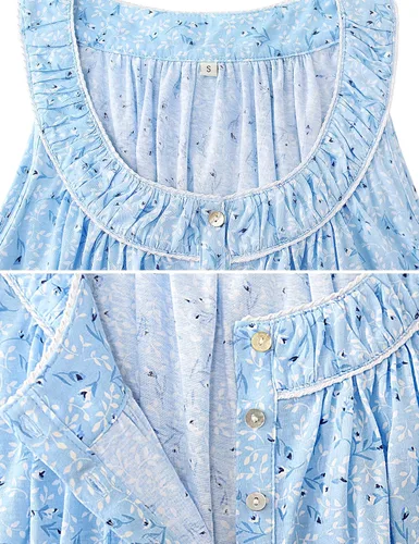 Miniatura 3 de IZZY + TOBY Camisones de algodón para mujer, sin mangas, suave, camisón de noche, camisón largo