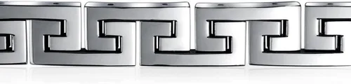Miniatura 2 de Bling Jewelry Pulsera de eslabones de símbolo de símbolo de diseño geométrico masculino fuerte para hombres y adolescentes, pulsera de acero