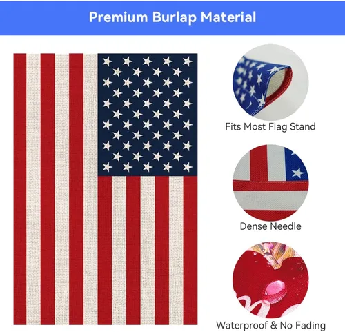 Miniatura 4 de Bandera americana de Estados Unidos, pequeñas banderas de jardín americanas para patio, porche, día de la independencia, festival patriótico