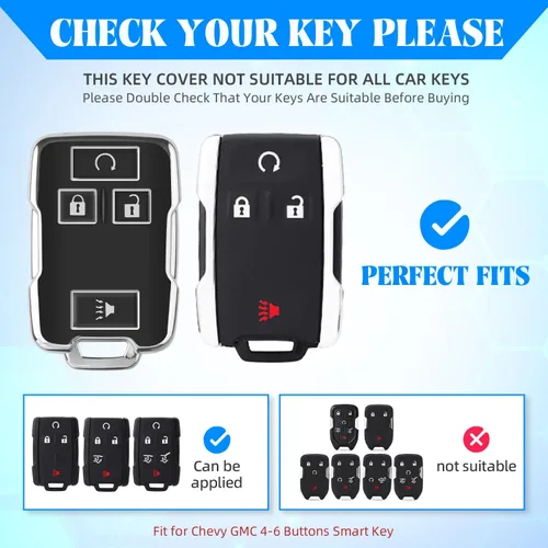 Miniatura 2 de QBUC Funda para llavero Chevy con llavero de TPU suave, compatible con Chevy Colorado, Silverado, Suburban Tahoe, GMC Sierra Yukon Canyon (A: negro)