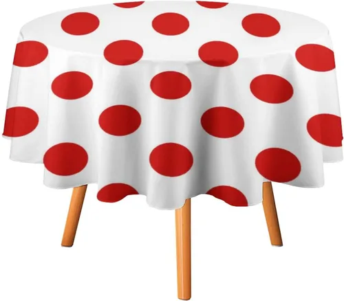 Miniatura 37 de Mantel redondo lavable de lunares negros sobre beige de 50 pulgadas para cocina, comedor, fiesta, decoración moderna