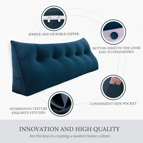 Miniatura 3 de Almohada de cabecero triangular - Almohada grande para cama de 3 en 1 como almohada de lectura en cuña, almohada grande para sofá o cama de día