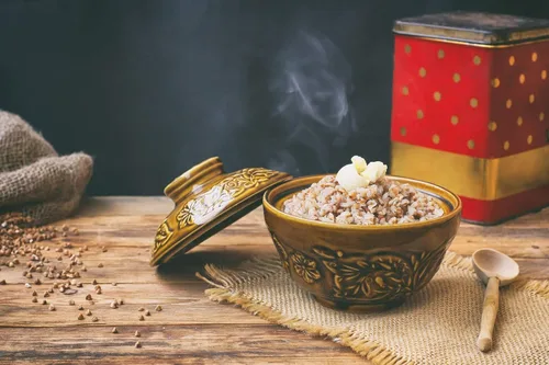 Miniatura 5 de Kasha de trigo sarraceno, 10 libras - Grechka, granos enteros tostados, hechos de semillas cascaras, kosher, granel. Rico en fibra dietética, cobre