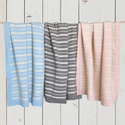 Miniatura 3 de Alrona Stripe Manta de bebé 30'x40 (gris clásico)