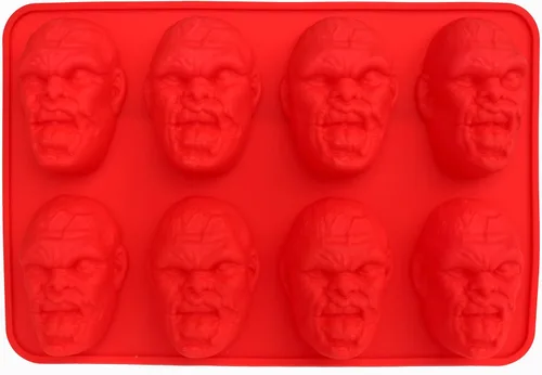 Miniatura 3 de SILICONE, bandeja para hacer dulces con cabeza de zombie, 8 cavidades realistas por bandeja, para gelatina, chocolates, adornos para cupcakes