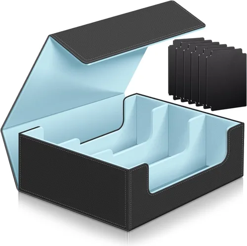 Homthy Caja para mazo de 1800+ cartas para cartas de intercambio, caja de almacenamiento de cartas Commander de cuero con cierre magnético, soportes