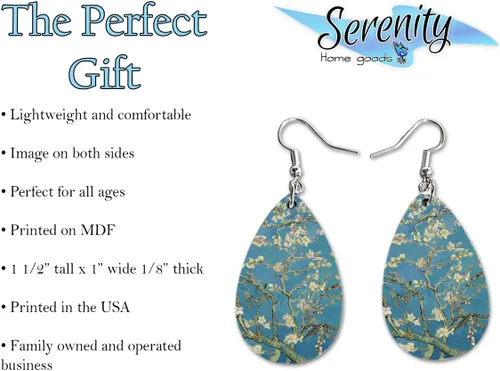 Miniatura 38 de Van Gogh - Juego de aretes colgantes divertidos Lindos aretes de joyería para niñas y mujeres Impresión de doble cara Regalo de cumpleaños