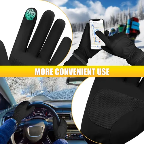 Miniatura 5 de ihuan Guantes de invierno impermeables a prueba de viento para hombre y mujer, guantes cálidos para clima frío, dedos con pantalla táctil