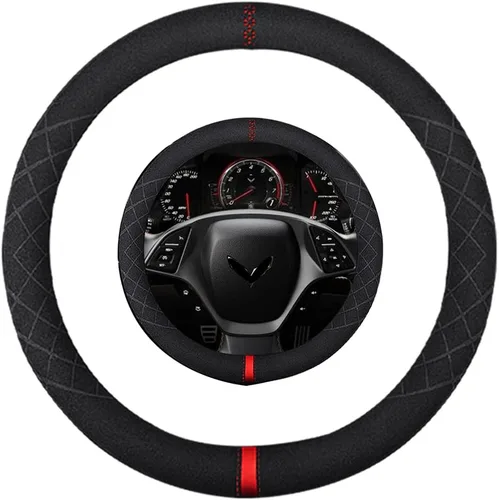 Miniatura 29 de Funda de volante de ante K LAKEY, compatible con Dodge Avenger Grand Caravan Challenger Charger, cubierta de volante deportiva antideslizante