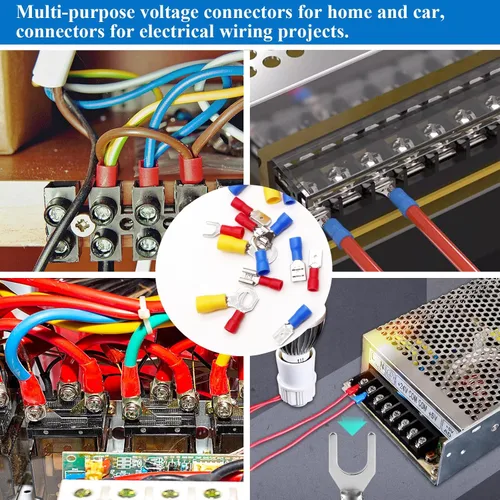 Miniatura 6 de Tnisesm Kit surtido de conectores de crimpado de alambre aislado con anillo, pala, tope, desconexión rápida, terminales de cable automotriz de 280