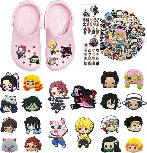 Re-siin 20 dijes para zapatos Tanjiro Kamado para zuecos, decoraciones de PVC, de animé japonés, de zapato para zueco, pulsera, regalos de fiesta