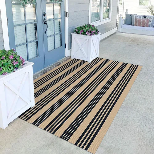 Miniatura 20 de KOZYFLY - Alfombra de algodón a cuadros, 47.2 x 70.8 pulgadas, lana cuadriculada, 4 x 6 pies, lavable y tejida a mano para entrada, cocina, porche