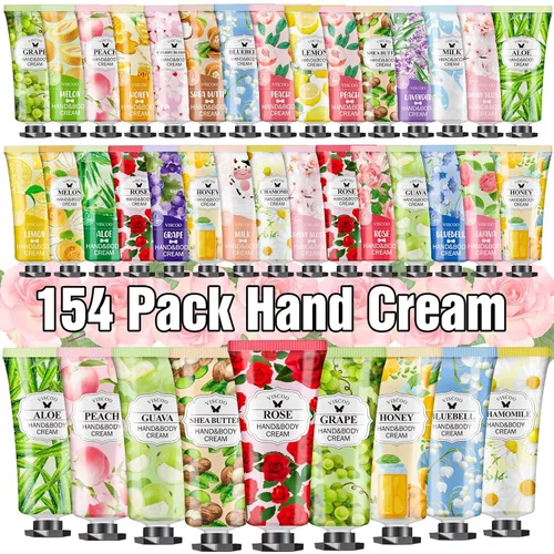 VISCOO Paquete de 154 regalos de crema de manos para mujeres, regalo de agradecimiento al profesor/regalos de graduación, mini loción hidratante