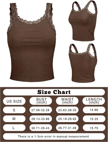 Miniatura 3 de Camiseta sin mangas de encaje para mujer, 3 piezas, camiseta sin mangas con encaje y ribete de encaje, Y2K