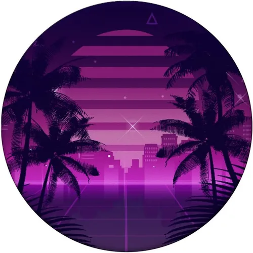 Miniatura 3 de Retro Synthwave Vaporwave 80s Style Design - Palmeras PopSockets intercambiables PopGrip