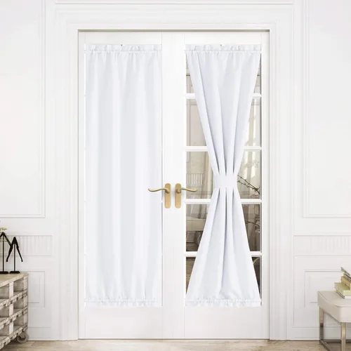 Miniatura 192 de NICETOWN Cortinas opacas unicolor con aislamiento térmico para puerta francesa, granja, oscurecimiento de habitación, puertas y ventanas de Marrón