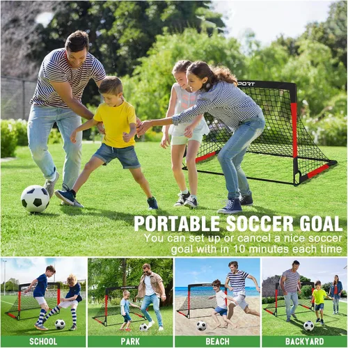 Miniatura 6 de VAVOSPORT Juego de porterías de fútbol para niños para patio trasero, 2 redes portátiles de 4 x 3 / 6 x 4 pies, mini equipo de entrenamiento