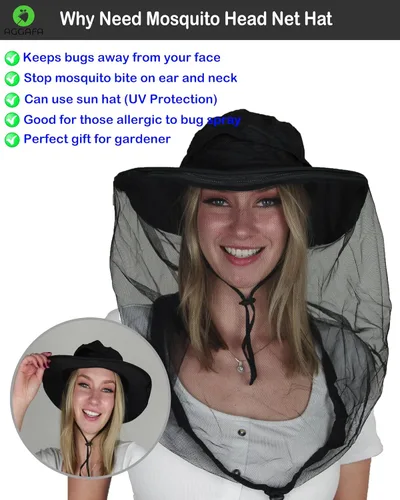 Miniatura 2 de Mosquito Head Net Hat, Providing a Physical Barrier to Help Keep Mosquitoes and Bugs Away from Your Face Gorra negra