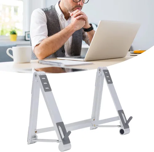 Miniatura 9 de Foldable Laptop Stand, Portable Multi Height Adjustable Ergonomic Laptop Stand for Mobile Phone Tablet Laptop Aluminum Alloy Silicone (Silver)