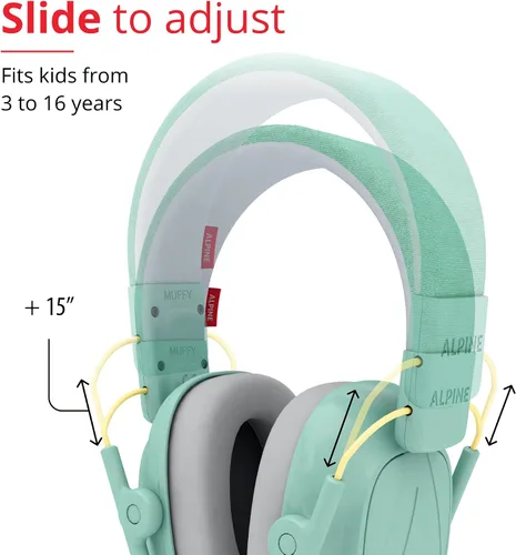 Miniatura 3 de Alpine Muffy Kids - Auriculares con cancelación de ruido para niños, certificado CE y ANSI, 25 dB, ayuda sensorial y de concentración, color menta