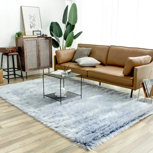 Miniatura 40 de Ashler Home Deco - Tapete de pelo sintético de oveja, mullido, suave, de 2 x 3 pies, lavable a máquina, dormitorio, habitación de los niños, sala