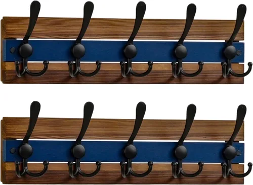 Miniatura 33 de SKOLOO Perchero de pared montado en la pared de estilo rústico: Perchero de pared de pino de madera auténtica de 40,6 cm de orificio a orificio