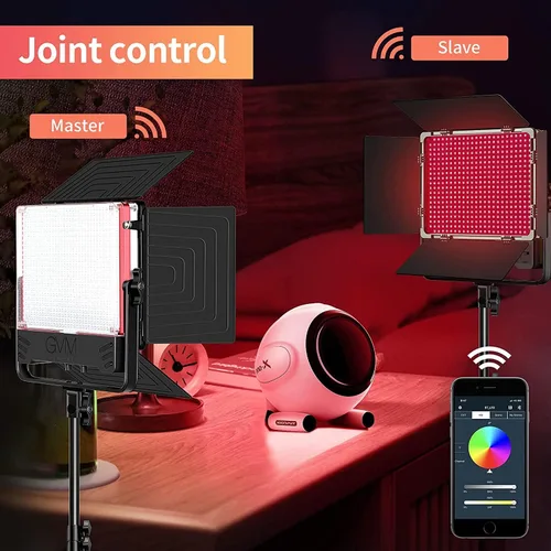 Miniatura 3 de GVM - Luz de video LED de 50 W con softboxes, RGB+bicolor de doble cara, cada lado 50 W, kit de iluminación de video con control Bluetooth, luces