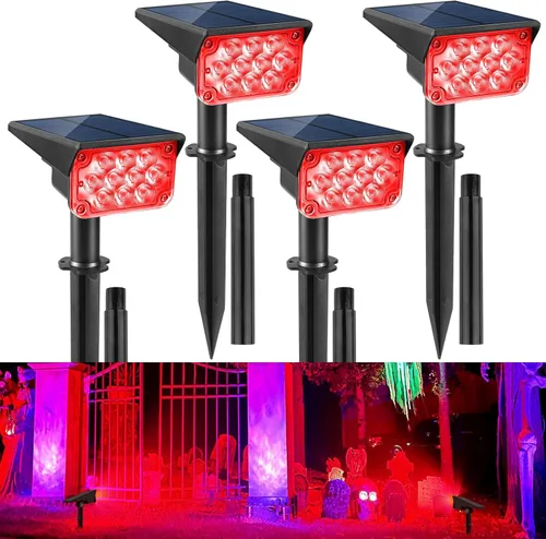 Miniatura 11 de Focos solares verdes para exteriores, luces decorativas del día de San Patricio con IP65, impermeables, 20 LED, focos solares de paisaje