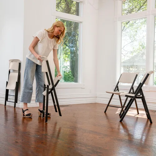 Miniatura 10 de LIFETIME Silla plegable con marco A, paquete de 4, almendra