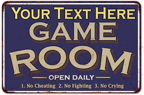 Letrero de pared con texto en inglés «Your Name» para sala de juegos, decoración de juegos, arcade, retro, video, póster para jugadores, teatro,