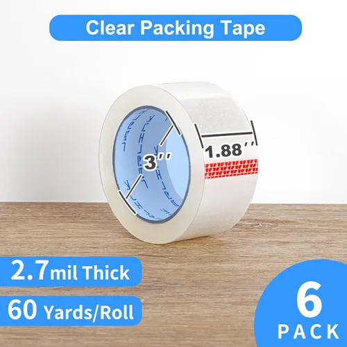 Miniatura 2 de JARLINK - Cinta de embalaje transparente (6 rollos), cinta de embalaje resistente para envíos, embalajes, mudanzas y sellados; cada rollo mide 2,7