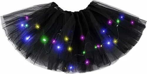 Miniatura 23 de Faldas de tutú LED para mujer, falda de tul con capas para baile de ballet, faldas iluminadas para disfraz de fiesta