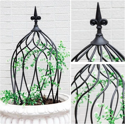 Miniatura 3 de Enrejado de obelisco de metal de 23 pulgadas para plantas trepadoras, diseño de hierro resistente, ideal para rosas al aire libre y enredaderas