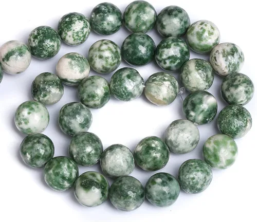 Miniatura 5 de 60 cuentas sueltas de jaspe verde de piedra natural de 0.236 in para hacer joyas y pulseras