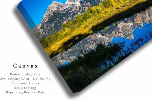 Miniatura 2 de Rocky Mountain Canvas Wall Art (Ready to Hang) Gallery Wrap of Grand Teton Reflecting Off Water at Schwabacher Landing in Wyoming Western