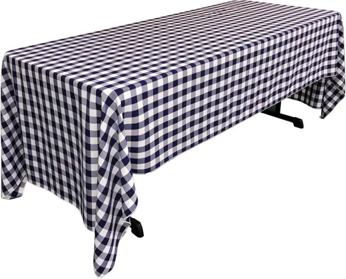 Miniatura 21 de LA Linen Mantel rectangular de poliéster Gingham a cuadros 60 por 84 pulgadas, blanco y verde oscuro