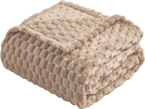 Miniatura 56 de Vessia - Manta de forro polar de franela (50x70 pulgadas), manta 3D de jacquard negra, esponjosa y cálida para sofá, sillón, cama, silla, 300GSM