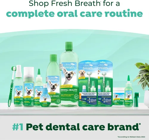 Miniatura 7 de TropiClean Sistema de cuidado total de control de aliento y sarro fresco para perros grandes Pasta de dientes y cepillo para perros Gel dental