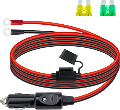 Enchufe de encendedor de cigarrillos resistente de 12 AWG, cable adaptador de enchufe macho de encendedor de cigarrillos de 10 pies con luces LED y