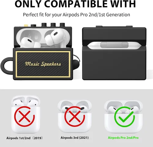 Miniatura 2 de FILOTO Funda para AirPods Pro de 2ª generación con kit de limpieza, funda para Airpod Pro, amplificador de guitarra, diseño de audio retro, funda