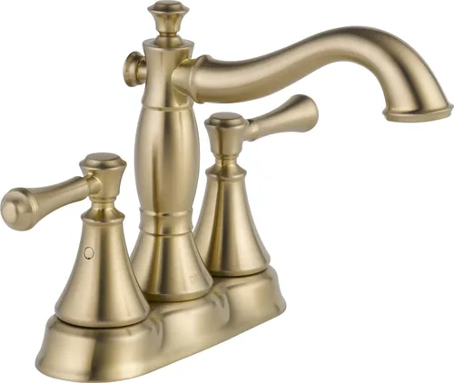 Delta Faucet Cassidy Gold - Grifo de baño central, conjunto de drenaje de metal, bronce champán 2597LF-CZMPU, 5.41 x 6.59 x 5.41 pulgadas Champagne