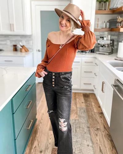 Miniatura 6 de LookbookStore - Jeans rasgados de cintura alta para mujer, pantalones de pierna ancha acampanados y desgastados