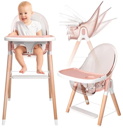 Miniatura 13 de Silla alta de madera de lujo 6 en 1 para bebés y niños pequeños, moderna, segura y compacta, fácil de limpiar y montar, bandeja extraíble, 6 Azul