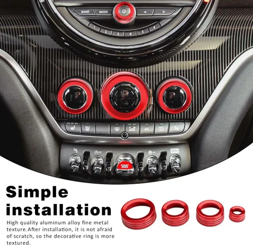Miniatura 3 de Auovo Cubiertas de perilla de volumen para MINI Cooper - Compatible con anillos de interruptor de aire acondicionado 2014-2022
