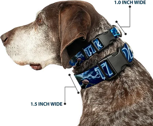 Miniatura 2 de Marvel Comics - Collar para mascotas, collar de perro, hebilla de plástico, Avengers Thor Hammer Action Pose Galaxy Blues White, 9.5 a 13 pulgadas